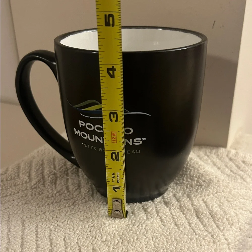 Pocono Television Network PTN Black White Ceramic Mug Dishwasher Safe 14 oz